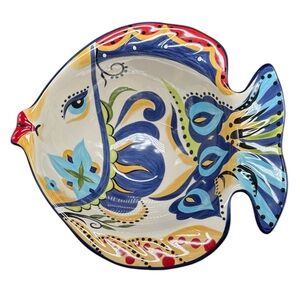 Espana Lifestyle Bocca Fish Bowl Serving Dish Handcrafted Colorful 8"